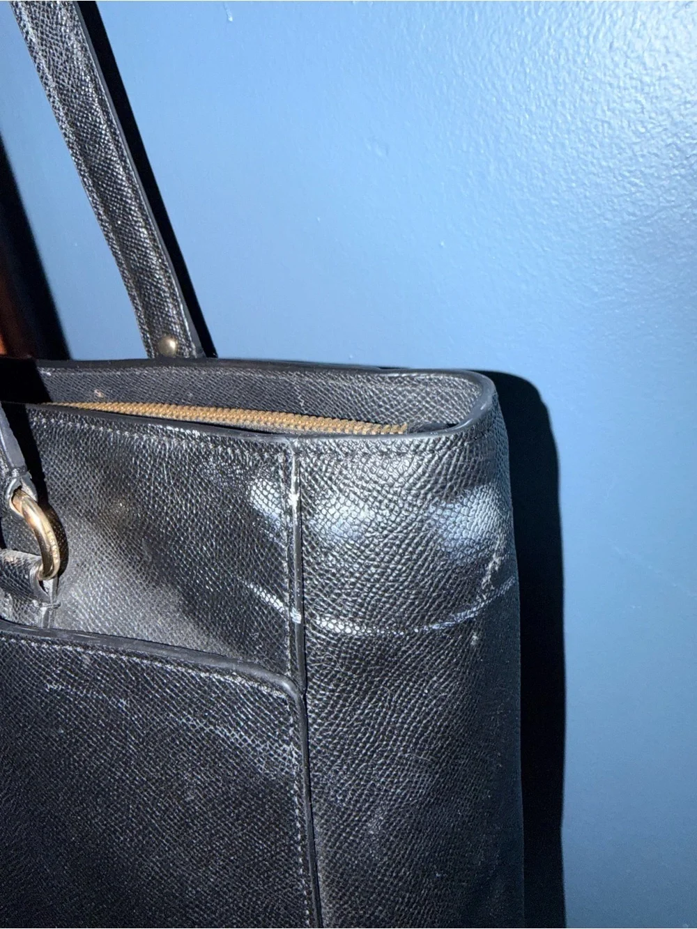 Coach Tote – Black Crossgrain Leather Shoulder Bag